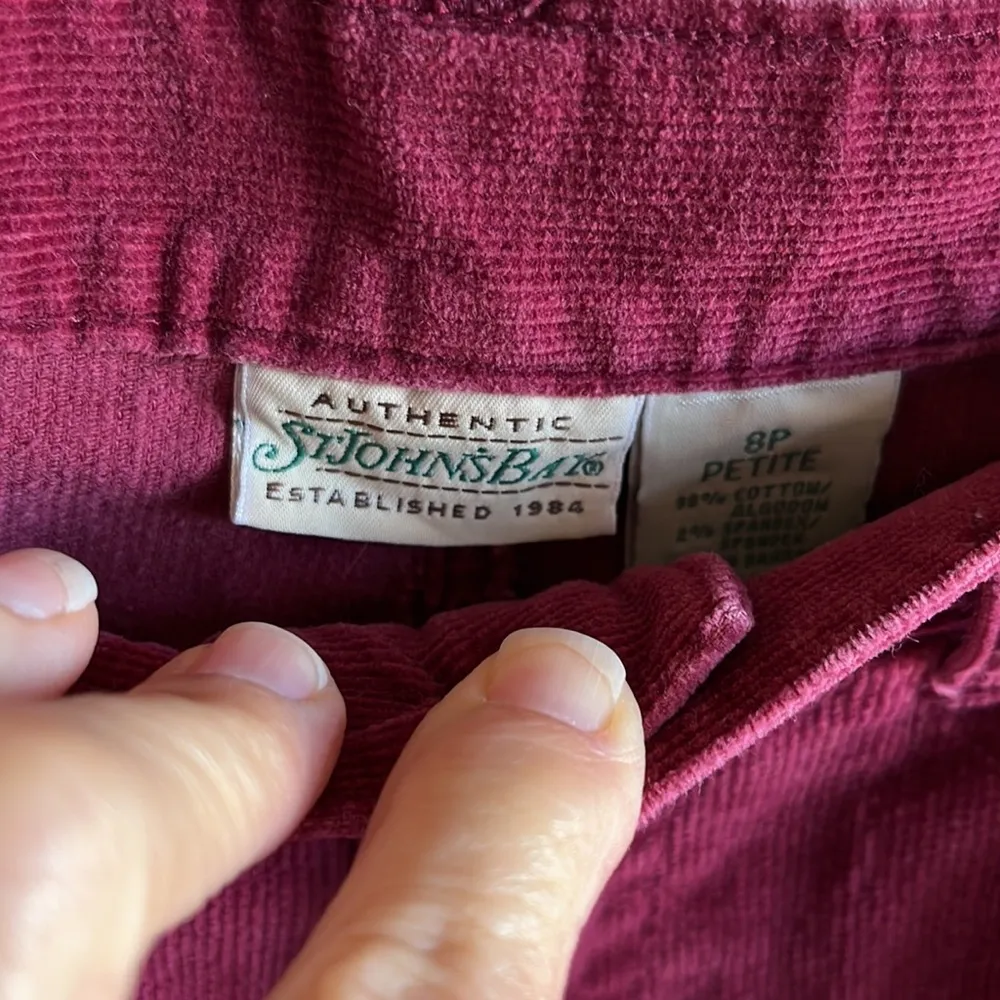 Vintage St Johns Bay Cords Cranberry Wine Corduroy pants Womens 8 Petite - Image 7
