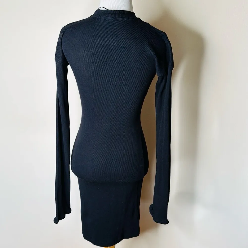 Otto Linger Black Otto Lounge Rib Long Sleeve Mini Dress Size XS - Image 8