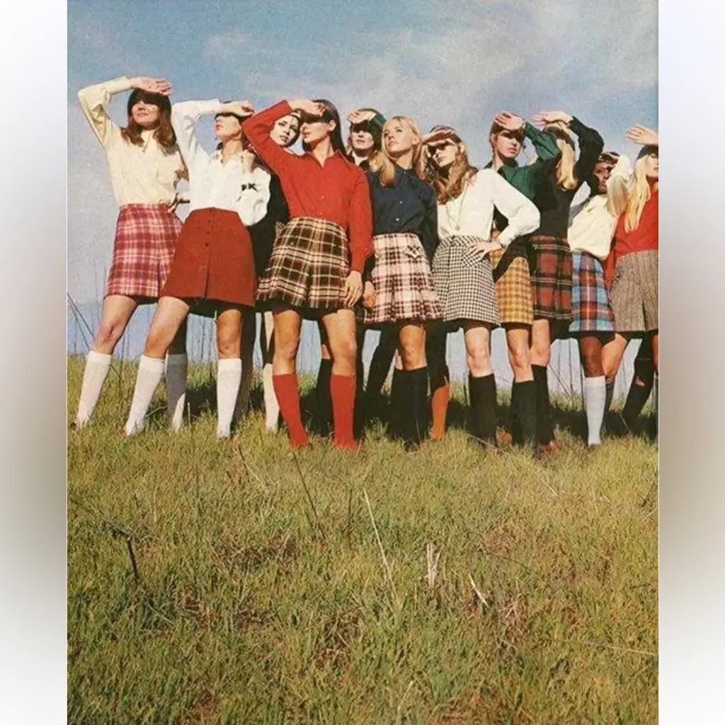 VTG Plaid Pleated Wool Skirt Midi Skirt Red Multi 60’s - Image 13