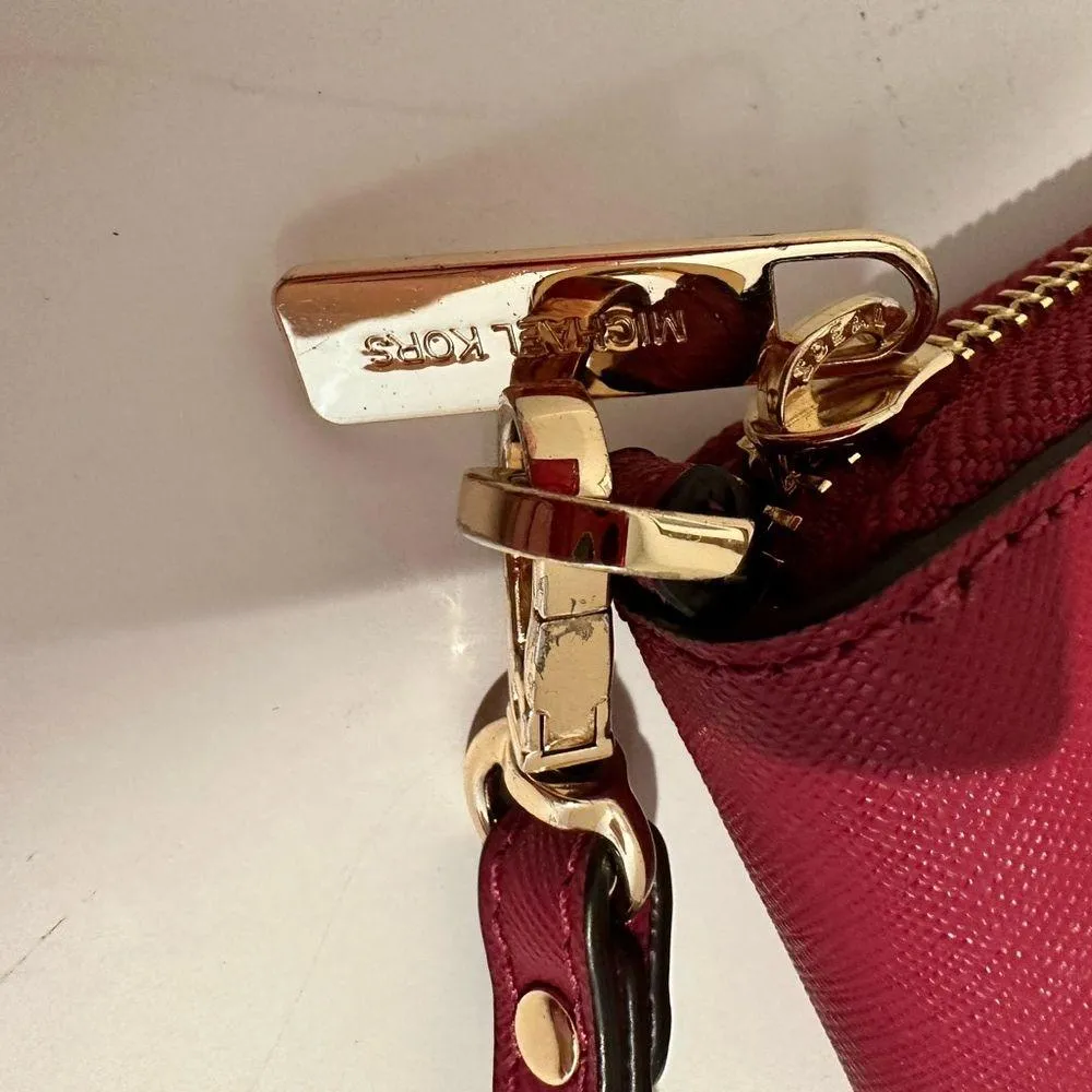 Michael Kors Berry Pink Center Stripe Large Continental Leather Wallet Wristlet - Image 5