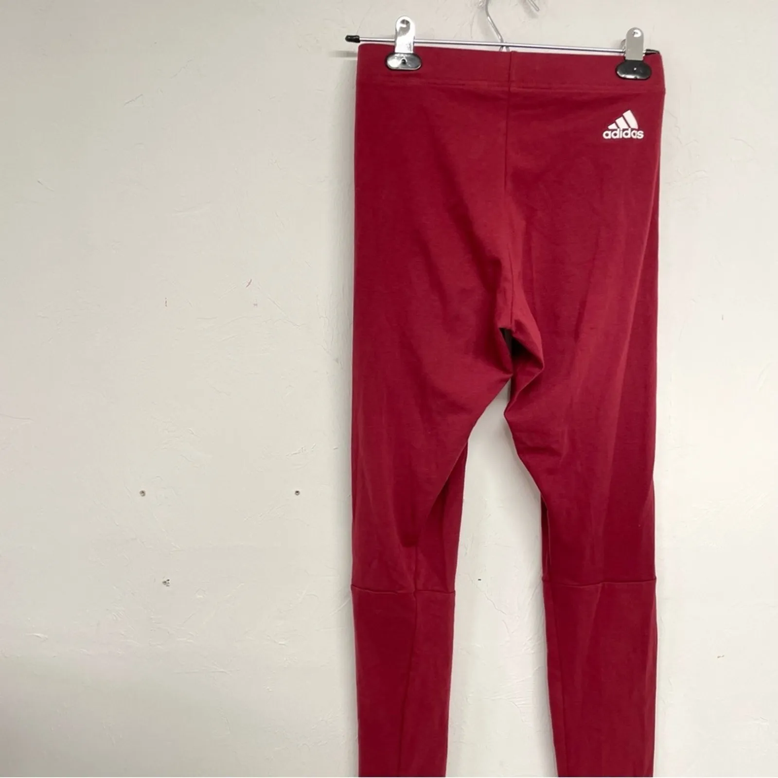 Adidas Red Logo Print High Rise Leggings Womens S Full Length Yoga Pants Fitness - Image 7
