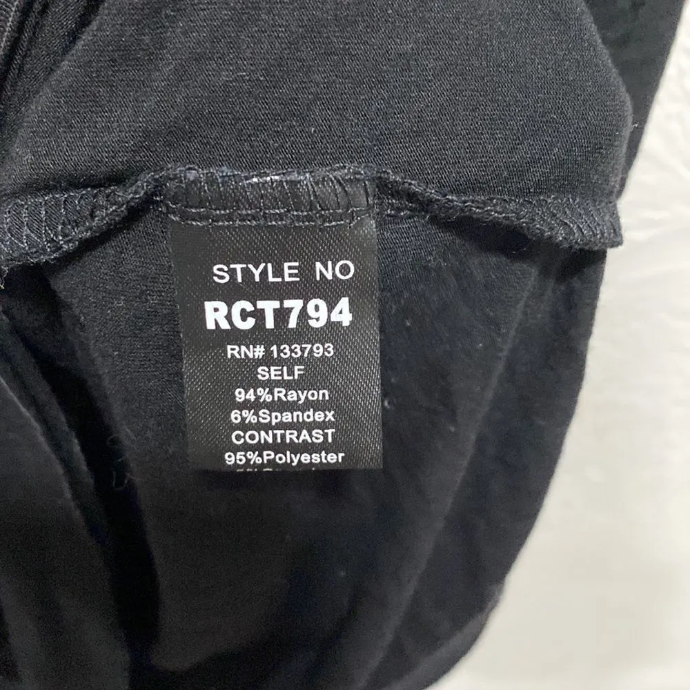 Vici Black Lace Detail Short Sleeve V-Neck Shirt Size Small - Image 4