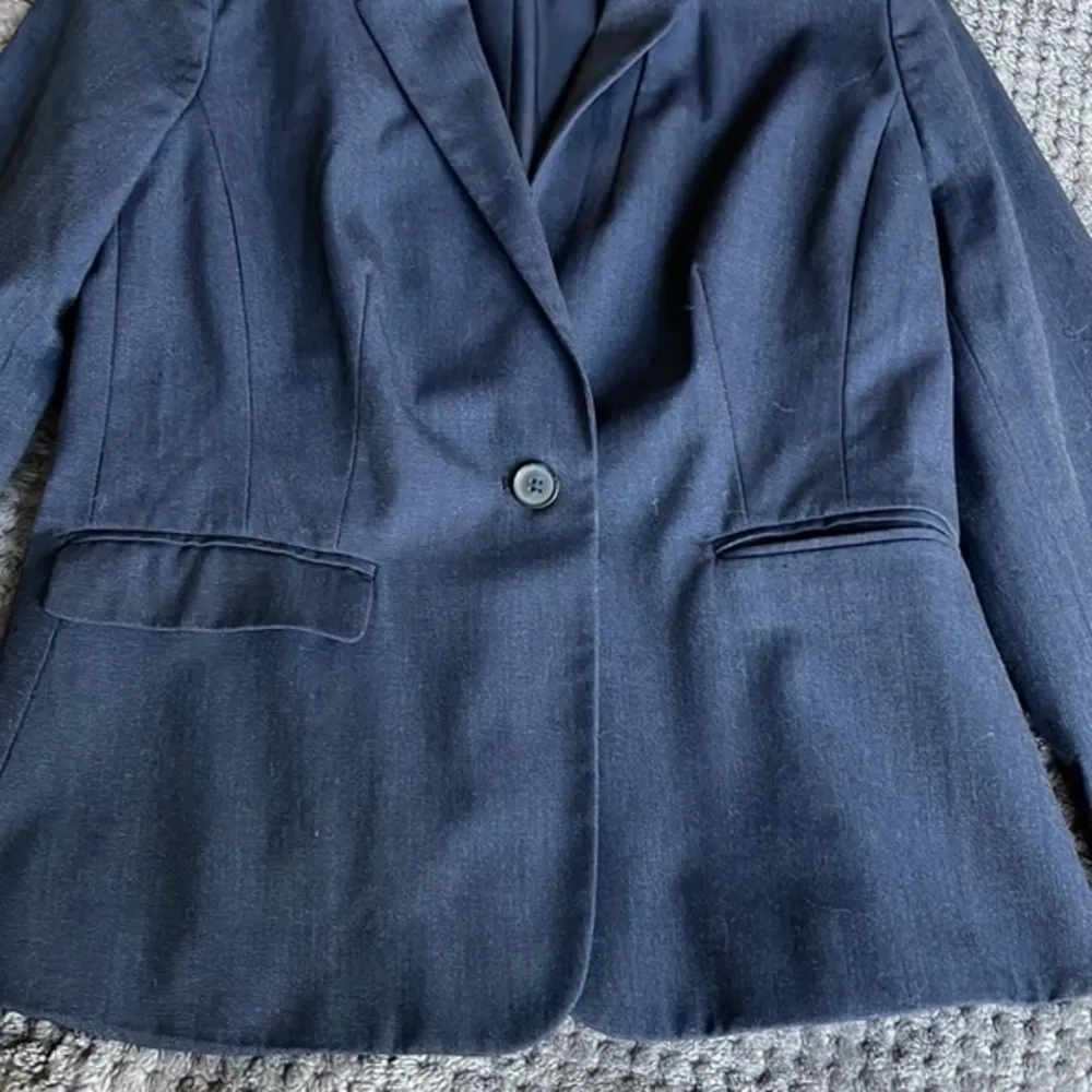 Petites Ann Taylor Factory Dark Blue Regular FIt Blazer Jacket Size 4 EUC #6539 - Image 4