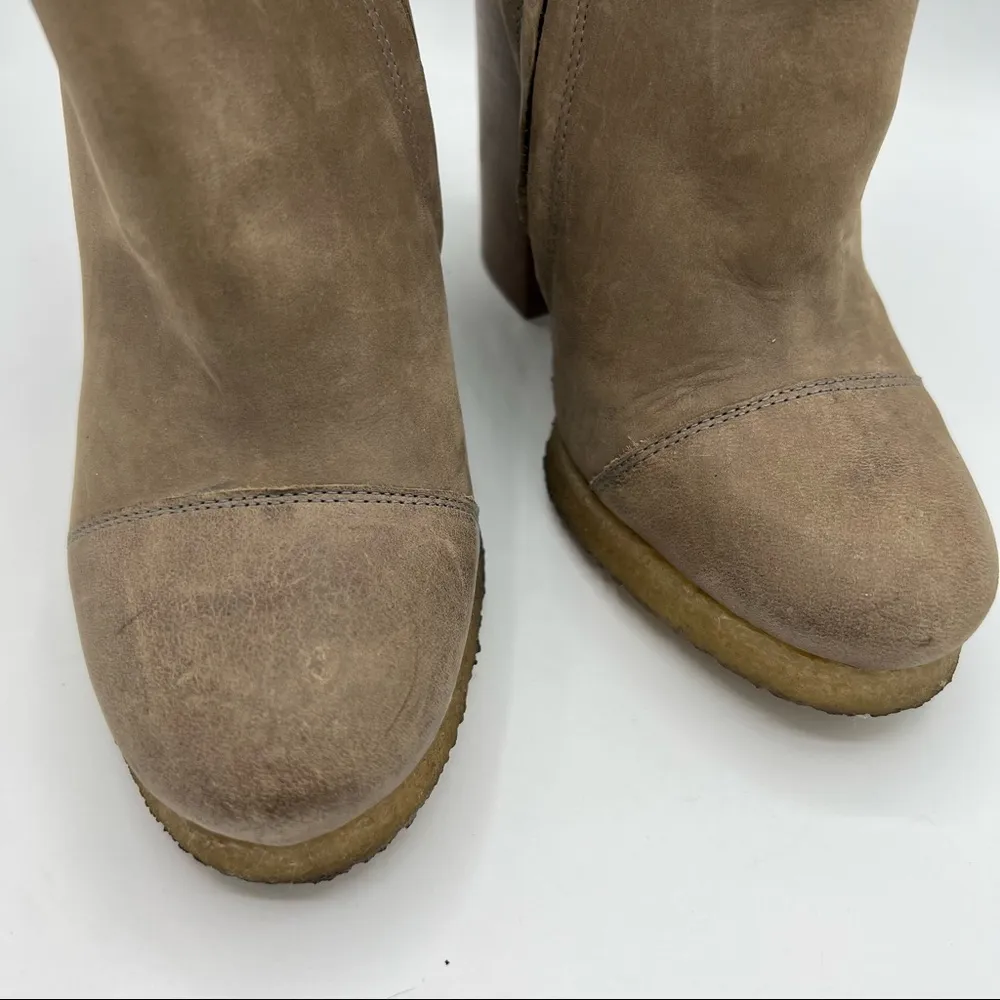 ALLSAINTS Lakote Leather ankle Boots Taupe Stucked Chunky Heel Size US 6.5 EU 37 - Image 9