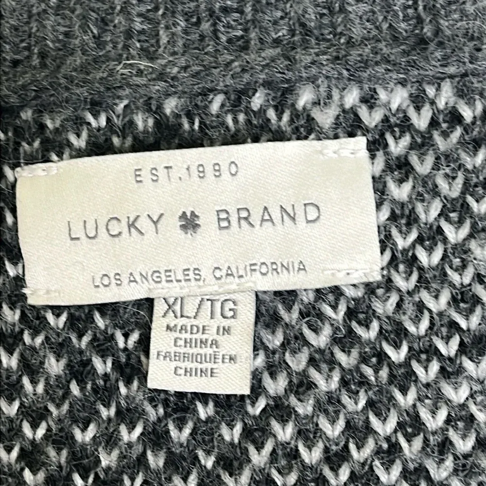 Lucky Brand Gray Camouflage wool blend crewneck Sweater, size XL - Image 8