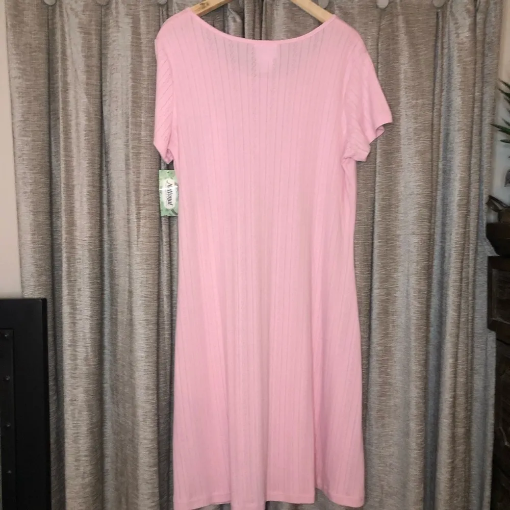 NWT Vintage National Since 1952 Pink Pointelle Short Sleeve Dress Size Medium - Image 7