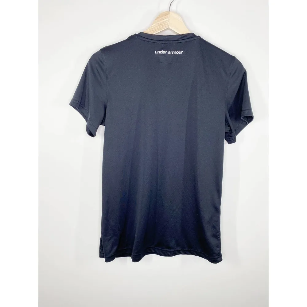 Under Armour Heat Gear Semi-Fitted Black V-Neck T-Shirt Women's Size Large L - Image 16