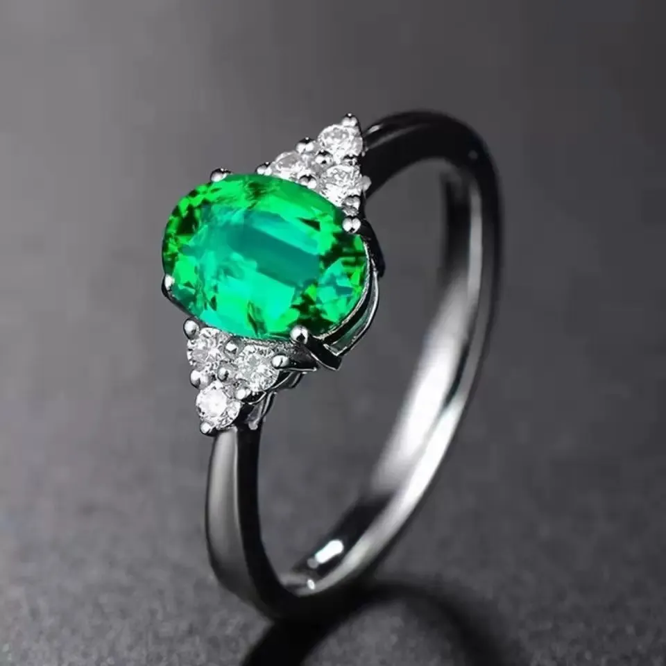Women's Adjustable Green Crystal Emerald Ring - Image 2