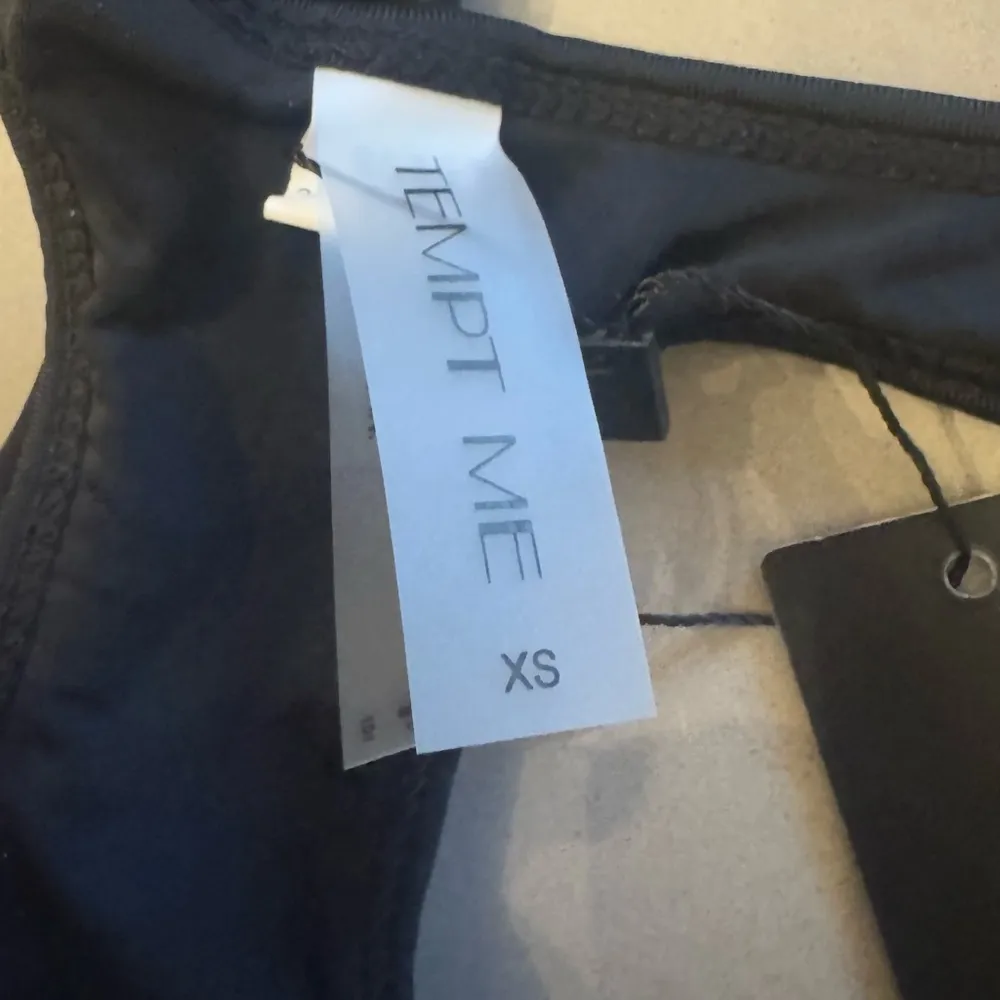 Tempt Me Bikini top Racerback Cutout Black swim suit pool beach XS - Image 3