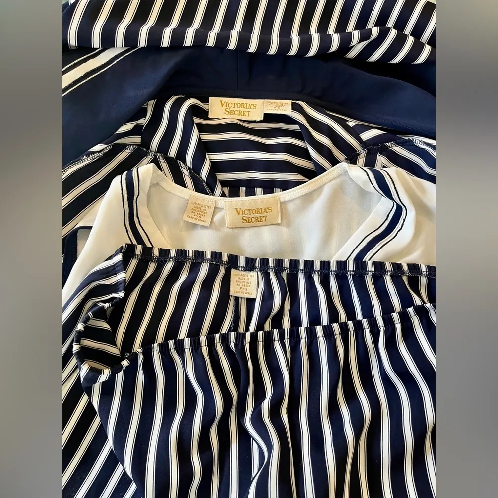 Vintage Victoria’s Secret Navy & White Striped 3-Piece Sleep Set, Size S - Image 12