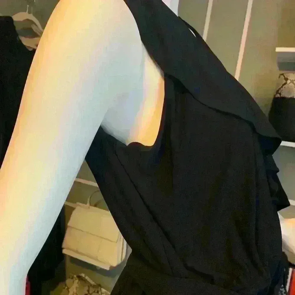 Emma &amp; Michele Ruffled Peplum Jumpsuit Sleeveless Navy Blue Sz Large. B16 - Image 4