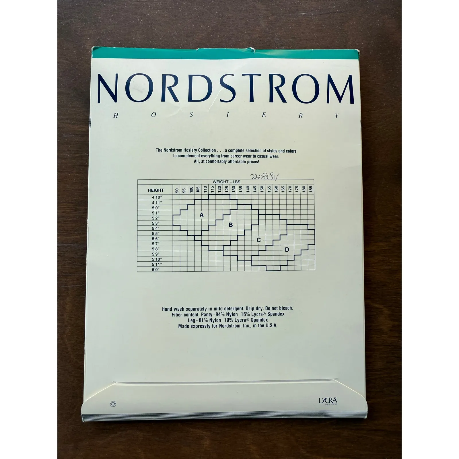 NEW VTG Nordstrom Hosiery Lycra Sheer Control Top Style 92 Midnight Navy Size A - Image 2