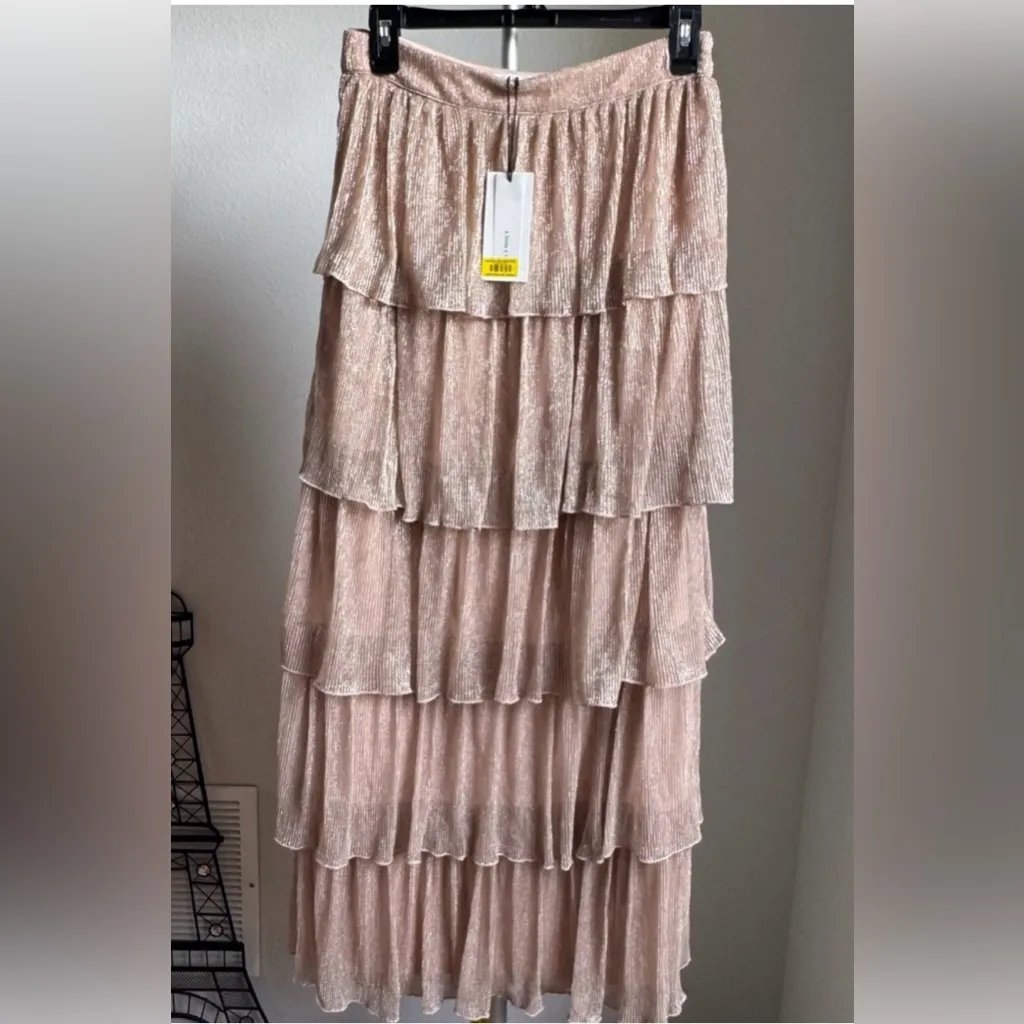 A loves A  Metallic Chiffon Bodre skirt - Image 2