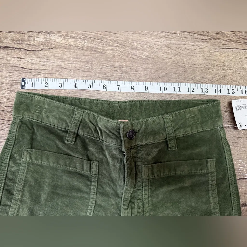 Free People High Time Velvet Kick Flare Pants Olive Army Green size 6 NWT - Image 7