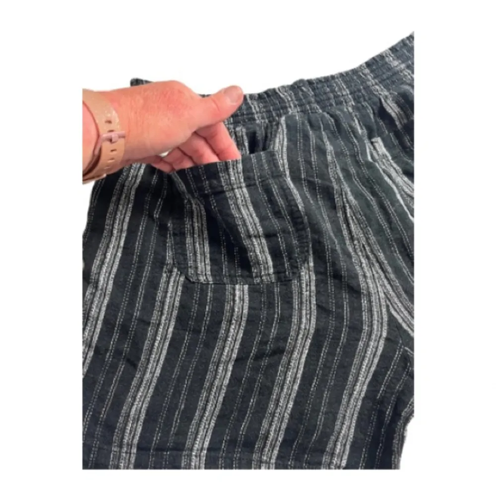 Briggs Linen Black White Striped High Waist Shorts Size‎ Large Boho Chic Hippie - Image 4