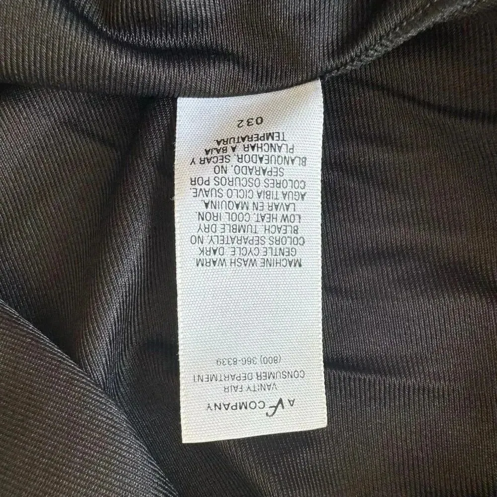 Vanity Fair Black Satin  Glance Slit  Lace Trim Pull On Elastic Waist SZ M - Image 7