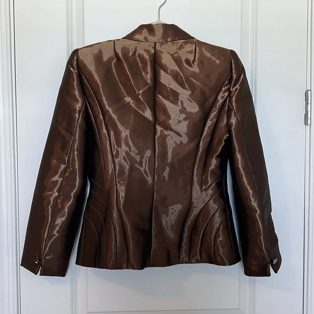 Escada Liquid Bronze Brown Structured Blazer Jacket Size 34 / 4 - Image 2