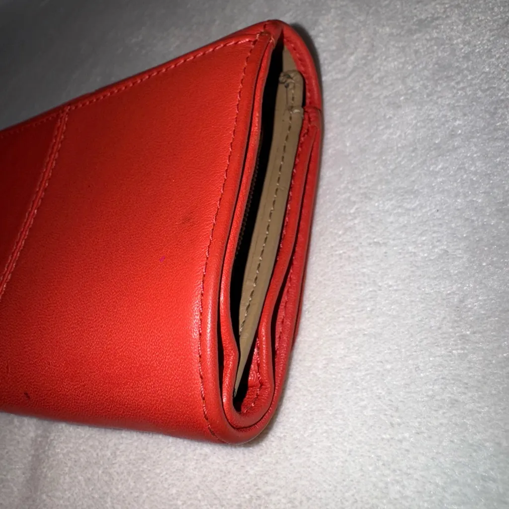 Vintage Y2K Coach Ashley Red Orange Leather Compact Clutch Trifold Womens Wallet - Image 6