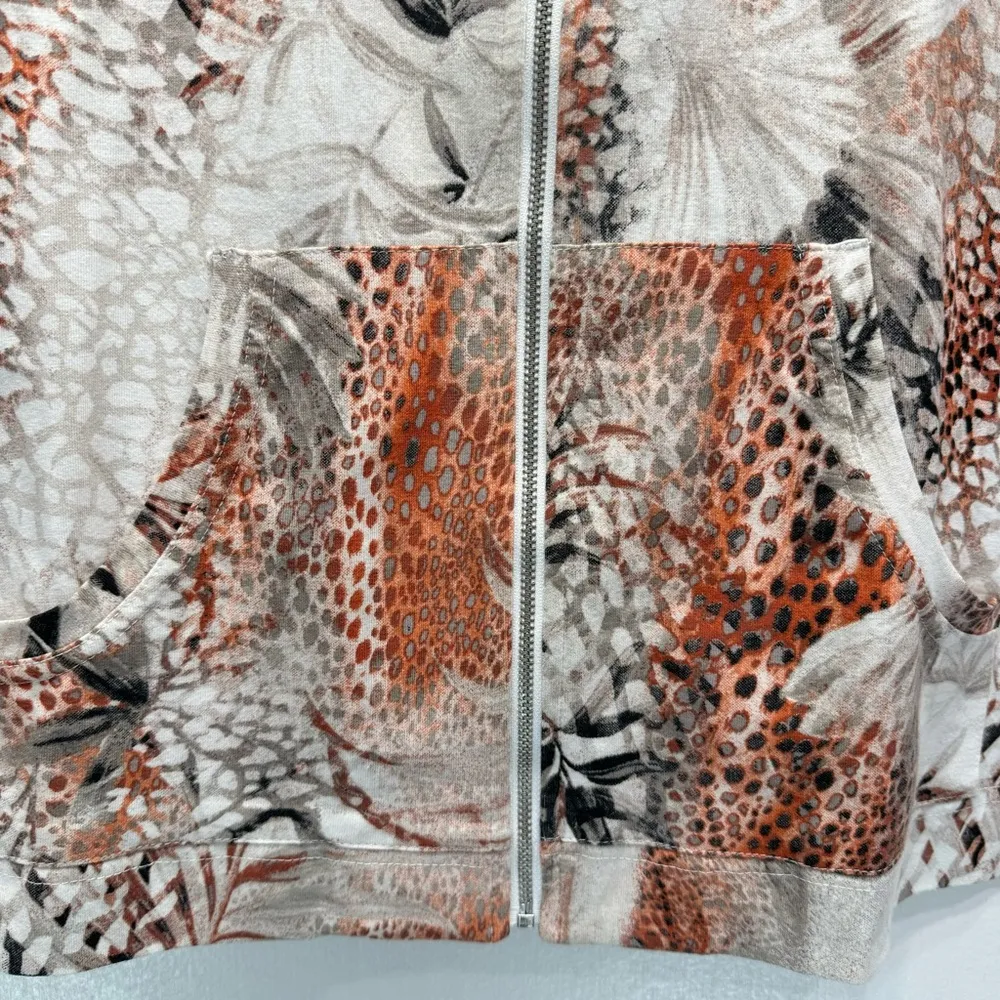 Weekends by Chico’s Zip Front Leaves & Animal Print 3/4 Sleeve Jacket Sz 1/Med - Image 7