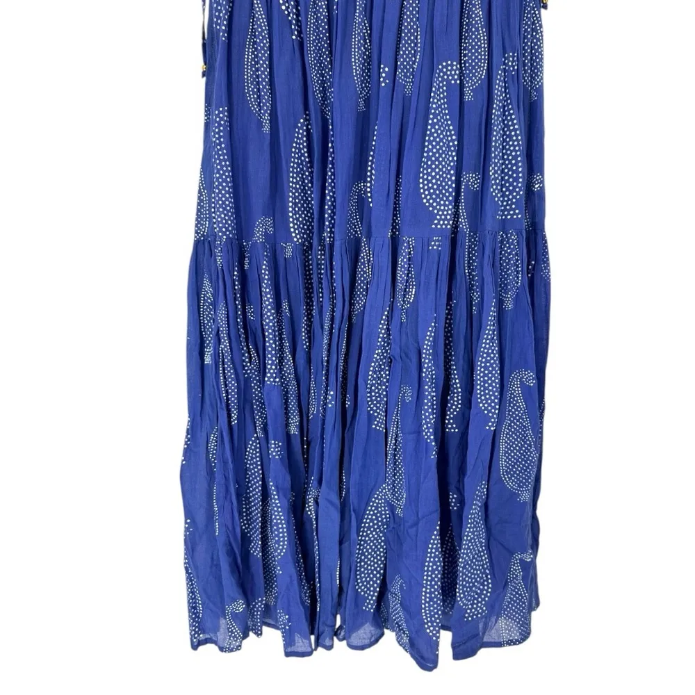 Oliphant Persia Blue Paisley Maxi Dress size XS Ties Full Skirt - Image 9