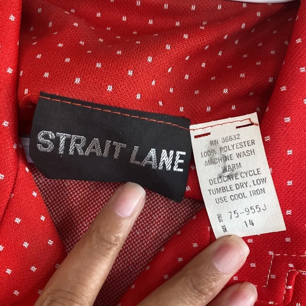 Vintage Straight Lane 70s red polka dot jumpsuit with belt perfect condition - Image 3