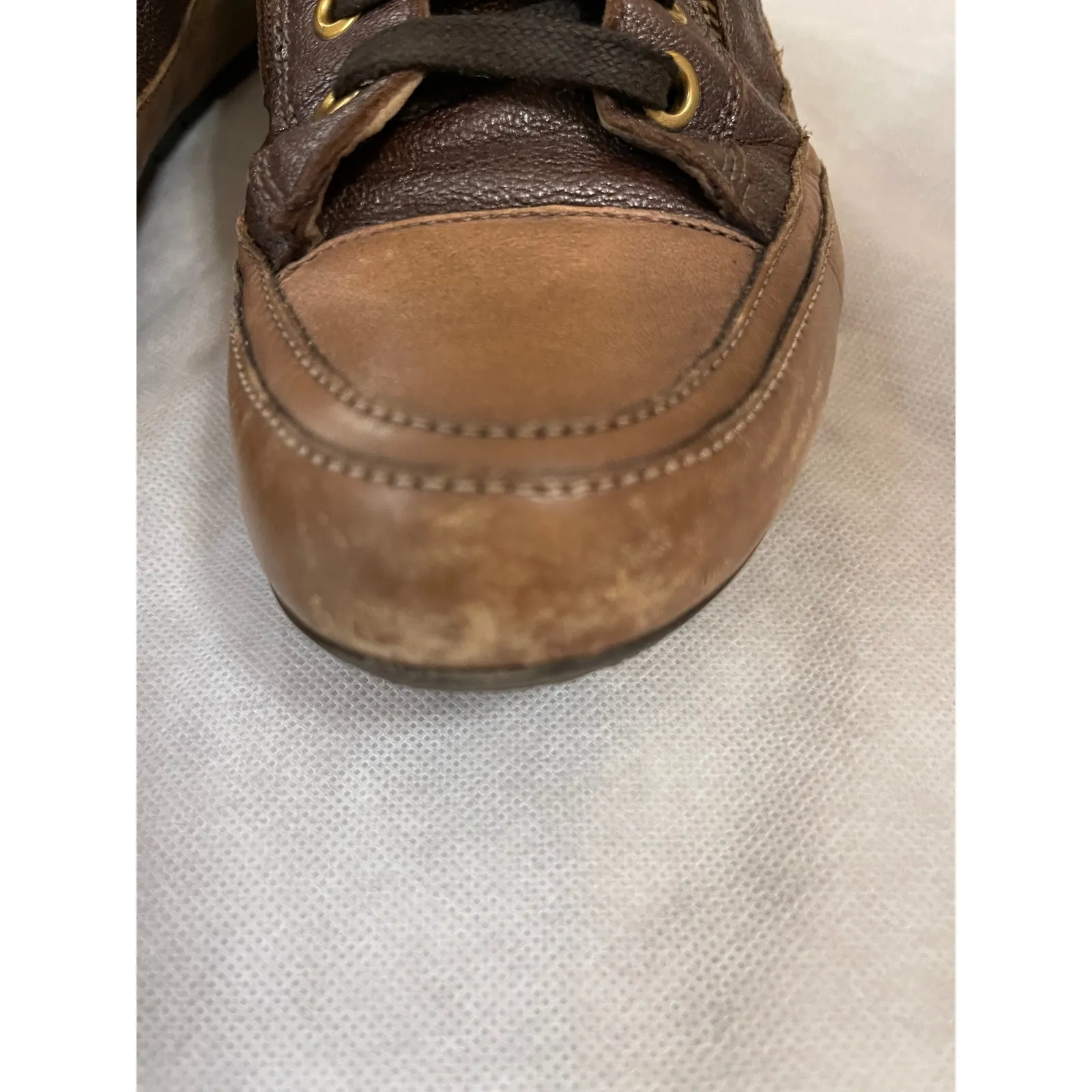 Candice Cooper Womens Lucia Brown Leather Top Zip Sneakers Made in Italy Size 38 - Image 2