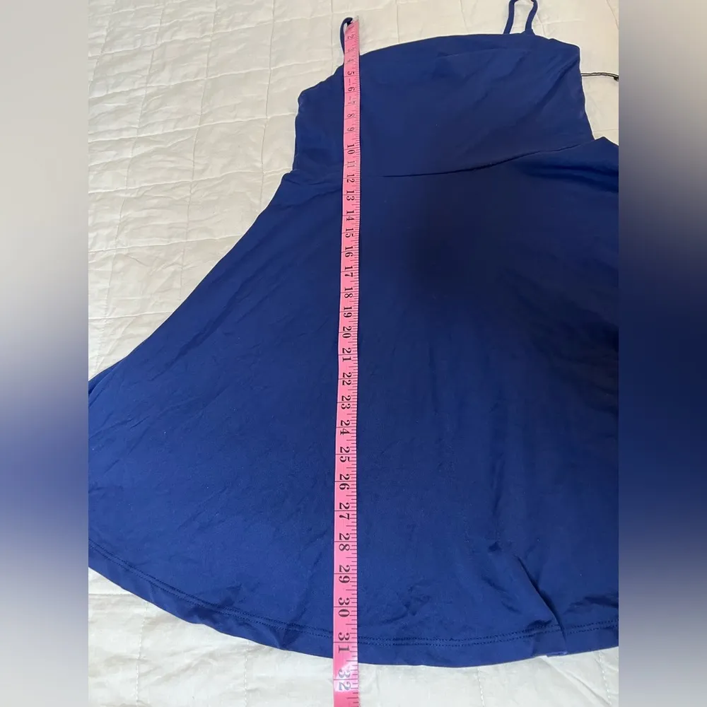 NWT Revolve X Susana Monaco Dark Blue Pleated Cowl Neck Flare Tank Dress - Small - Image 4