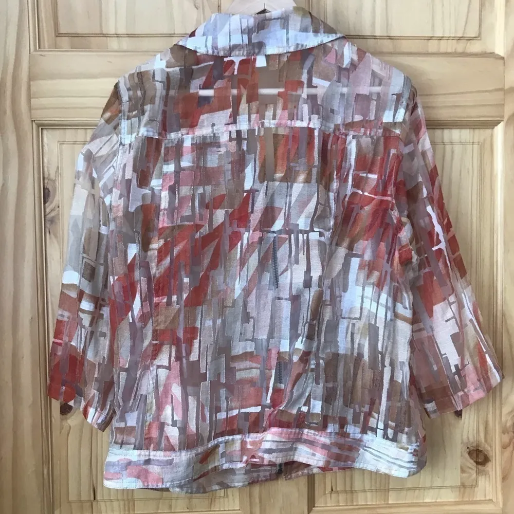 Coldwater Creek Classic Semi-Sheer Stained Glass Print Blazer Size 1X - Image 8