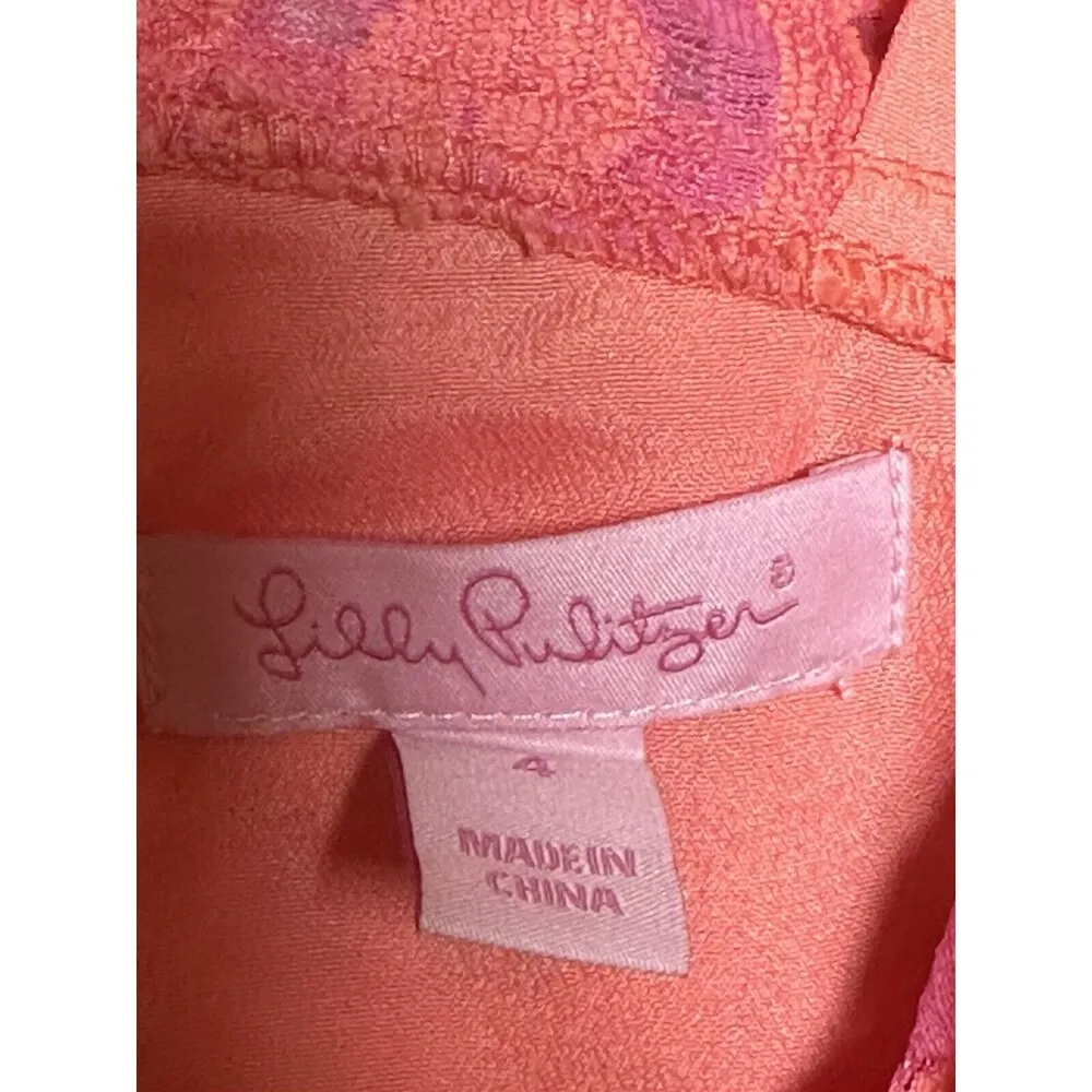 Rosaline Dress Size 4 Lace Lined  Cap Sleeve Pink And Orange - Image 4