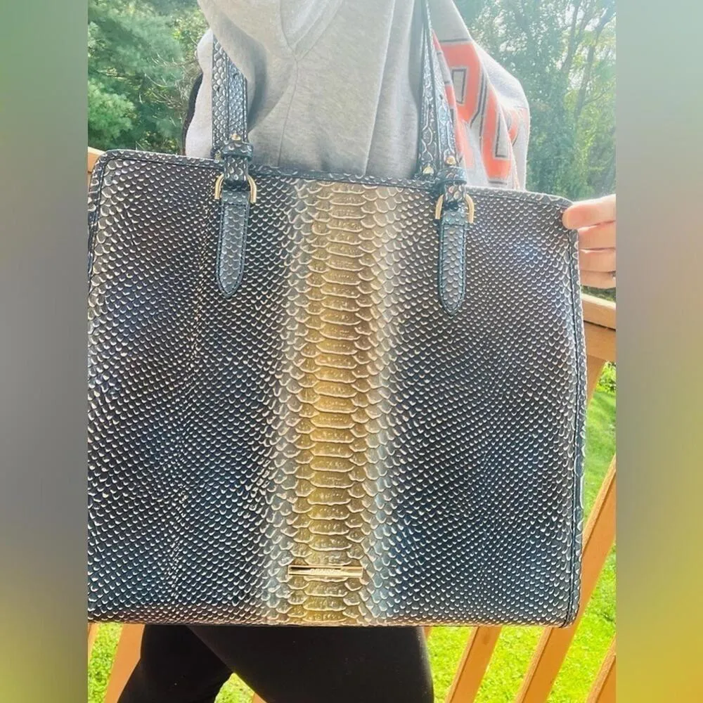 Brahmin Tia Tote Serenity Meridian Melbourne Snake Print Leather NWT - Image 9