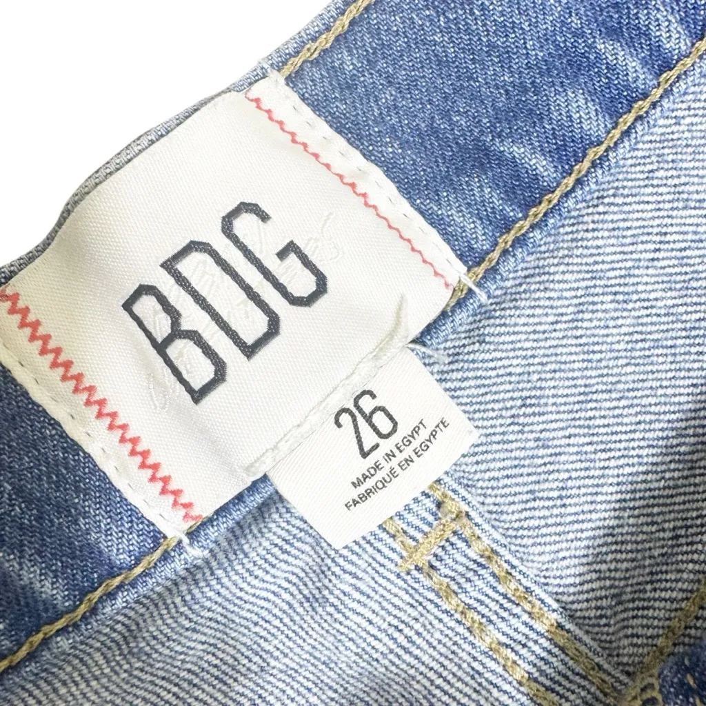 Anthropologie‎ BDG High Waist Distressed Raw Hem Denim Shorts Blue Size 26 - Image 3