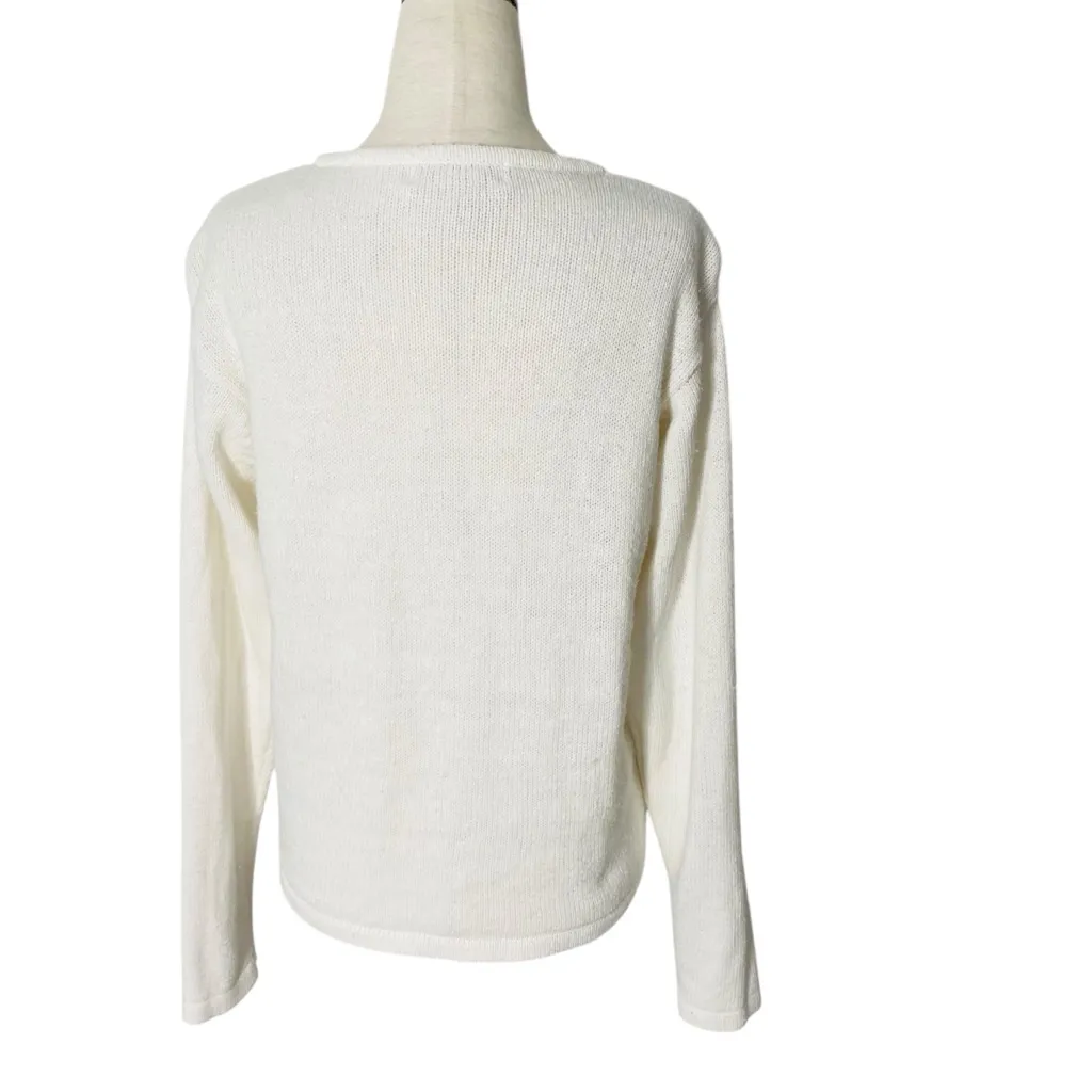 VINTAGE DRESSBARN Floral Embroidered & Beaded Cardigan - Image 4