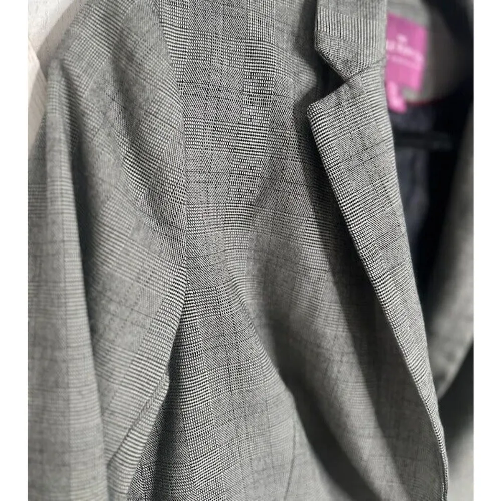The Savile Row Co London Grey Plaid Blazer Jacket Top Size Small Office Academia Gray - Image 4