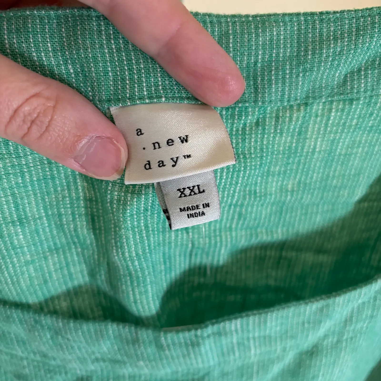 A New Day NWT Women's Linen Tank Top Green Striped Top XXL - Image 5