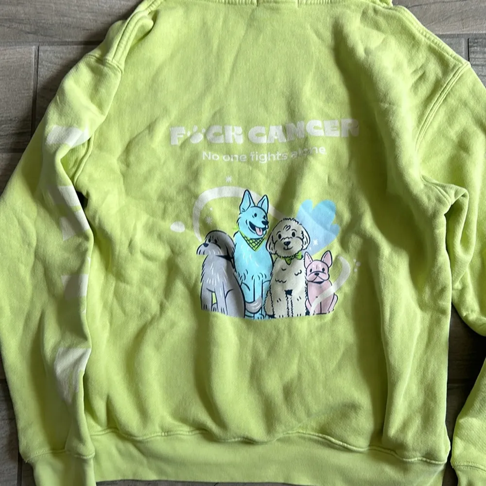 Tate and Taylor f#ck cancer hoodie Green - Image 6