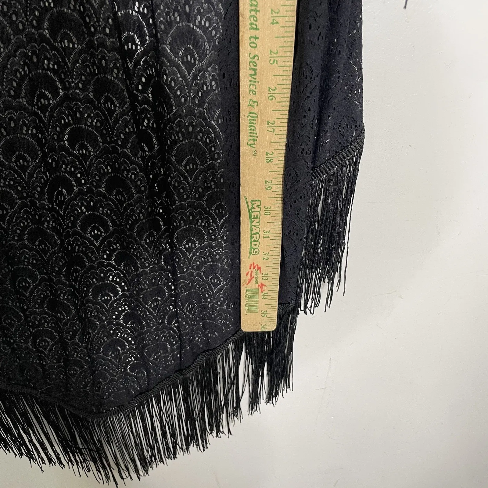 WHBM Sheer  Kimono Small Black Fringed Boho Cardigan - Image 5