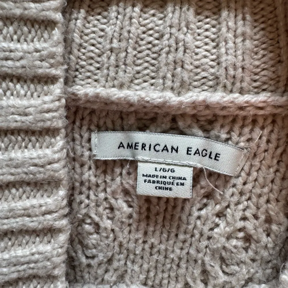 American Eagle Knit Pullover Sweater Diamond Pattern Beige Tunic - Image 2