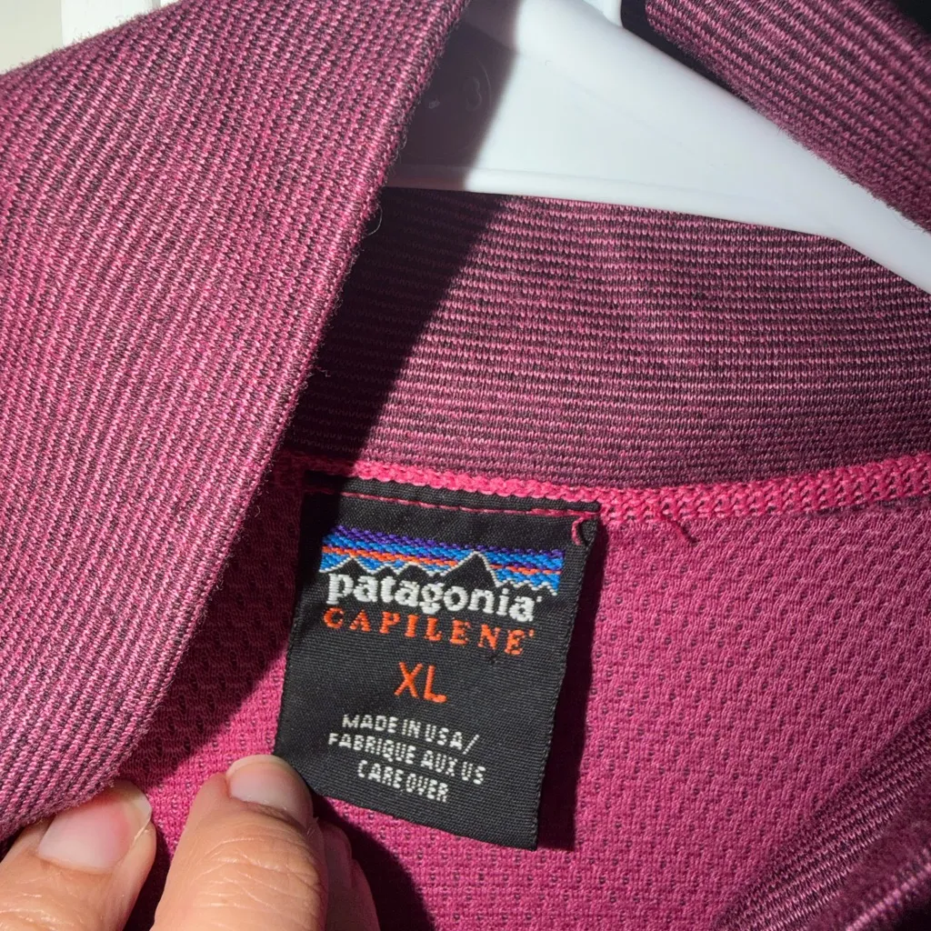 VTG Patagonia Capilene Top Base Layer 1/4 Zip Women’s Size XL Magenta USA Made - Image 5