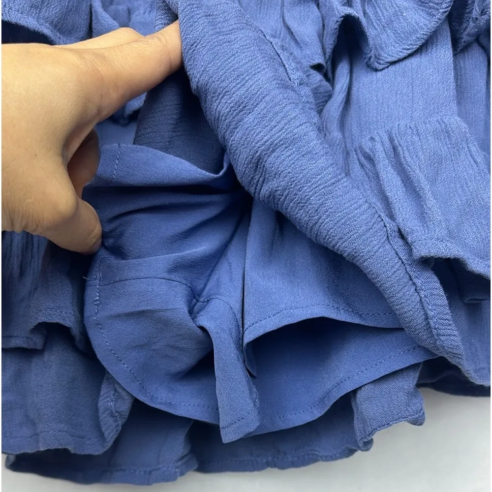 Hollister Women's Blue Crinkle Tiered Mini Short  Sz S/M Ultra High-Rise - Image 7