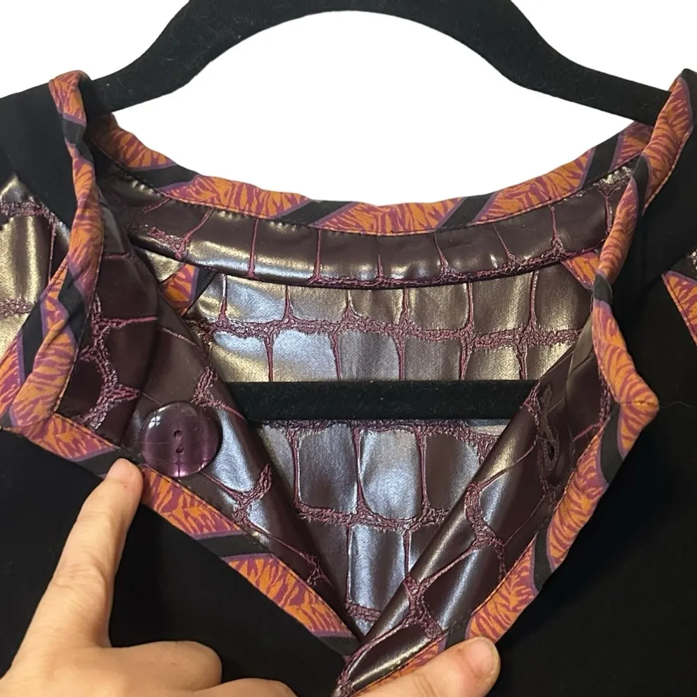 KOOS of Course! Reversible Snake Print Vinyl Jacket Size 1X A63817 Brown - Image 14