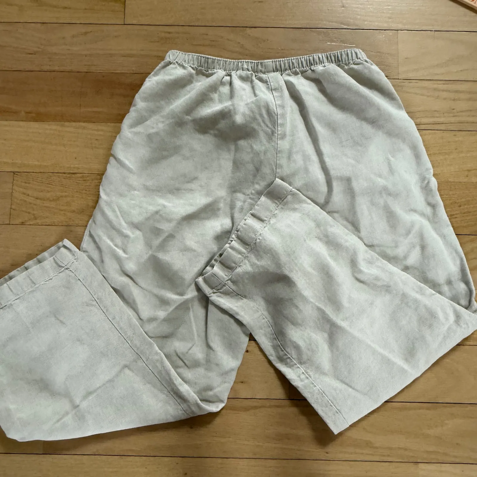 L.L.Bean Linen‎ Cropped Pants Wide Leg Casual Beige Size 10 Petite Tan - Image 6