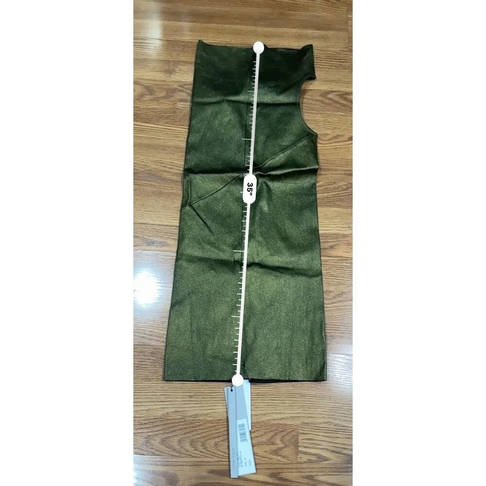 RICK OWENS leather blend Athena Mini Dress In Metallic Acid IT 40 / US 4 nwt Green Size undefined - Image 6