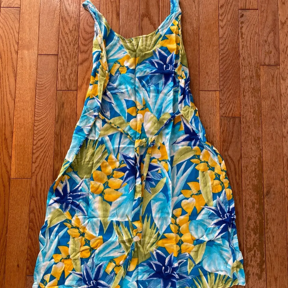 blue green yellow Hawaiian tropical vintage mini dress Size M - Image 7