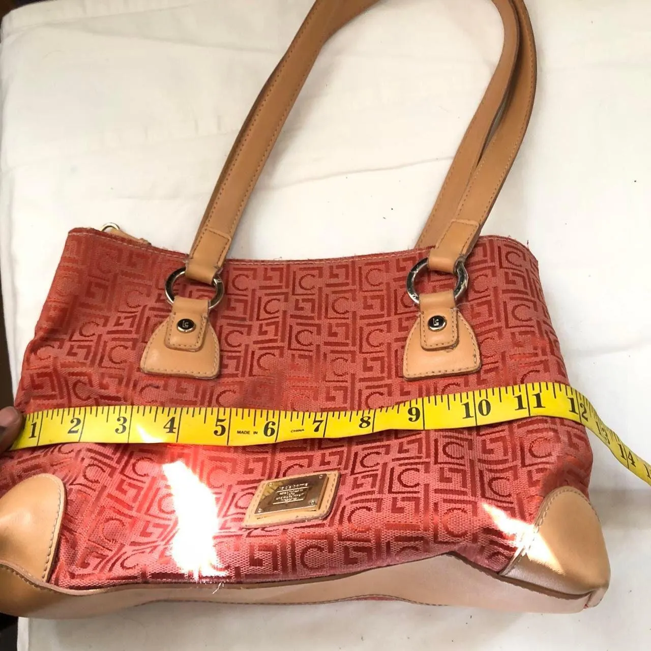 Y2K  Red Orange tan vintage shoulder hand bag purse. - Image 5
