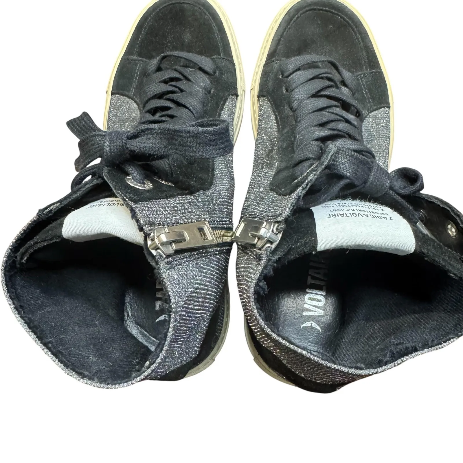 Zadig & Voltaire Shoes Womens Size EU 38 Black High Top Leather Side Zip Buckle - Image 9