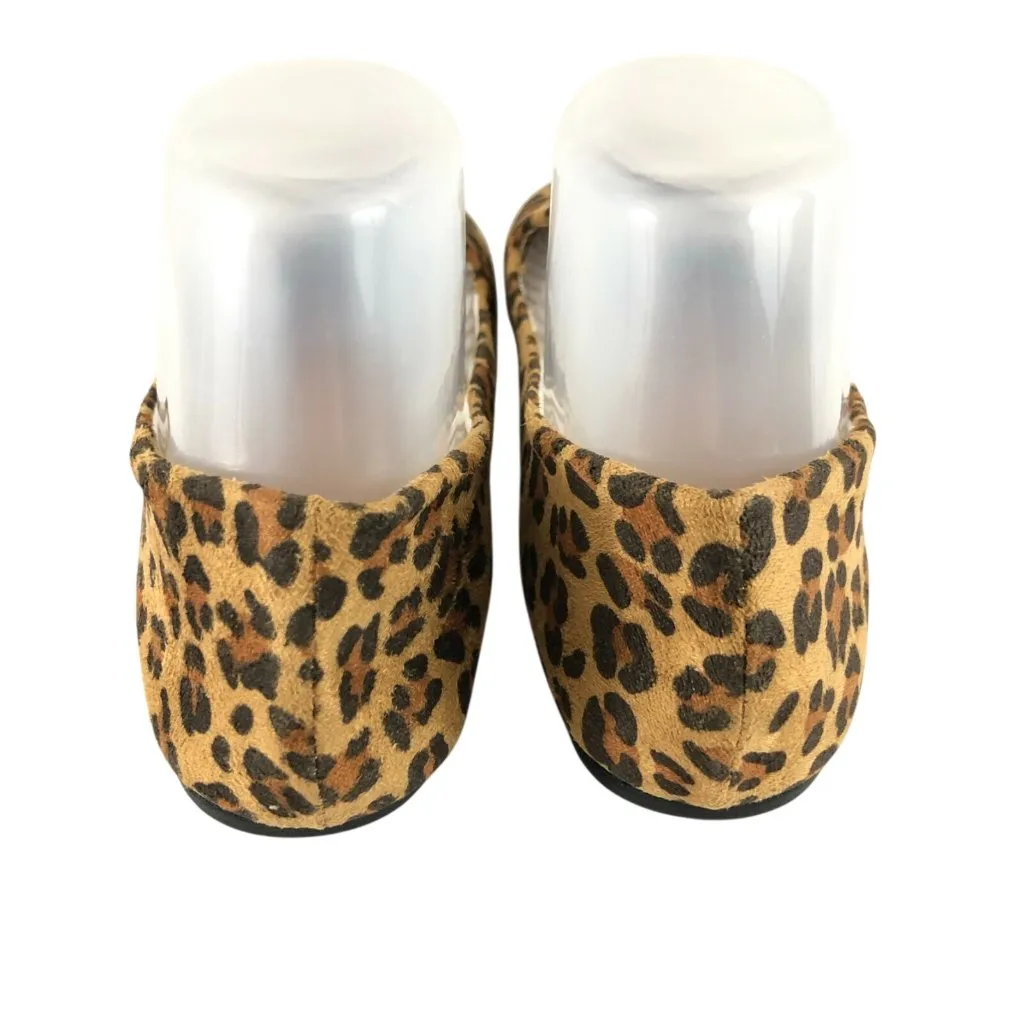 Sh18es Womens Loafers Flats Faux Suede Leopard Print Slip On Size 7/8 Brown - Image 3