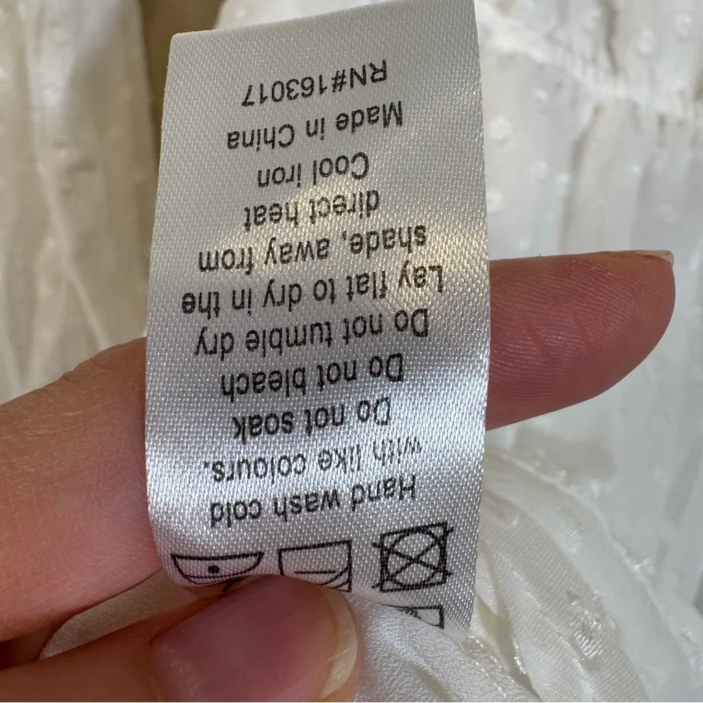 Lioness White Swiss Dot Tiered Mini Dress Womens S Boho Fairy Cottage Core Bride - Image 6