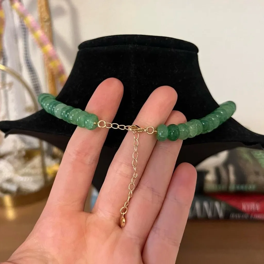 Gold Fish, Starfish, & Pearl Charm Green Glass Bead Necklace⭐️ - Image 5