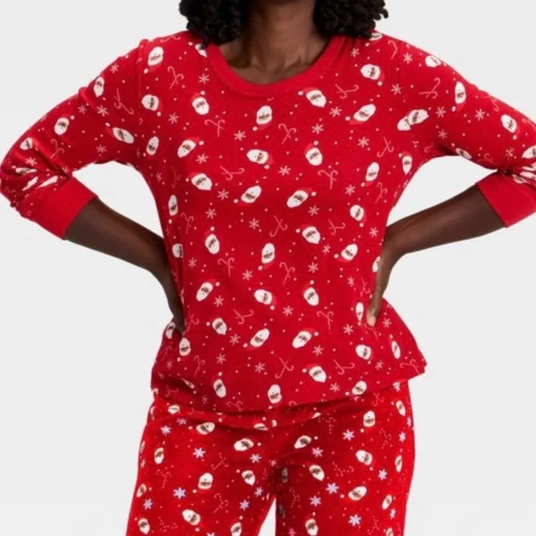WonderShop Women's Red Santa Candy Cane Long Sleeve Pajama Top Sleepwear Size S - Image 5