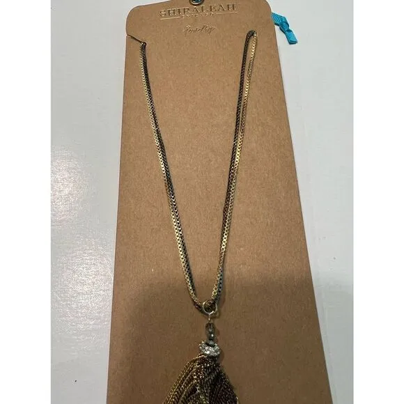 ShiraLeah‎ Jewelry Gold Black Tassel Pendant Necklace Fashion Accessories - Image 2